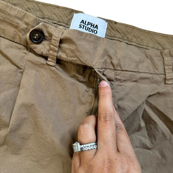 Alpha Studio Utility Pants Straight Leg Cotton Tan Men’s Size 42 - Picture 3 of 8